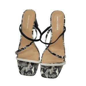 Marc Fisher Aliana snake print strappy square toe heels Size 8.5
